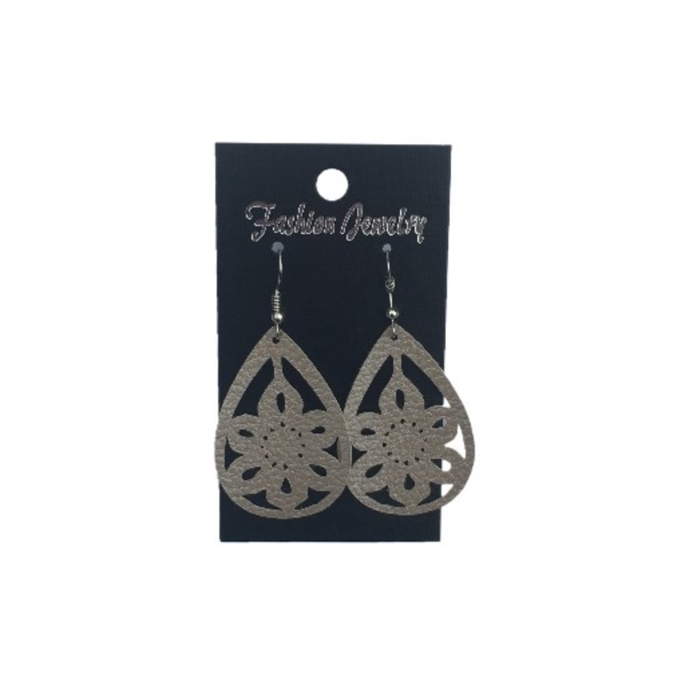 Handmade Light Weight Beige Faux Leather Earrings